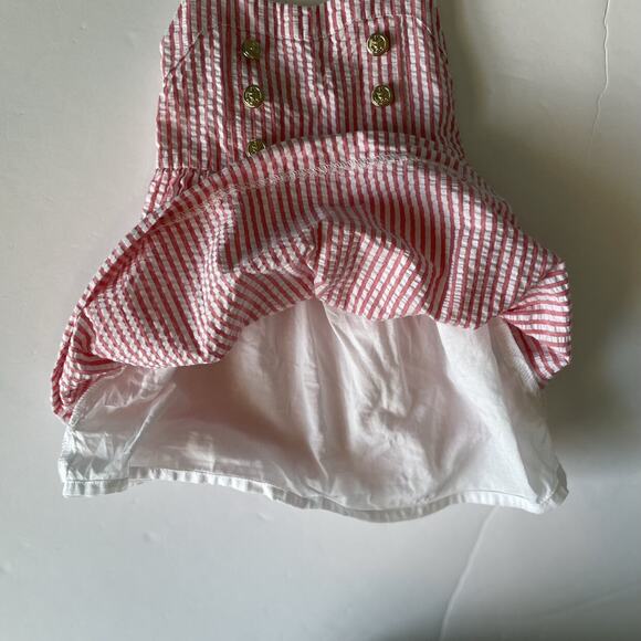 Janie And Jack Nautical Seersucker Smocked Striped Halter Sundress Size 3-6M - Picture 10 of 10